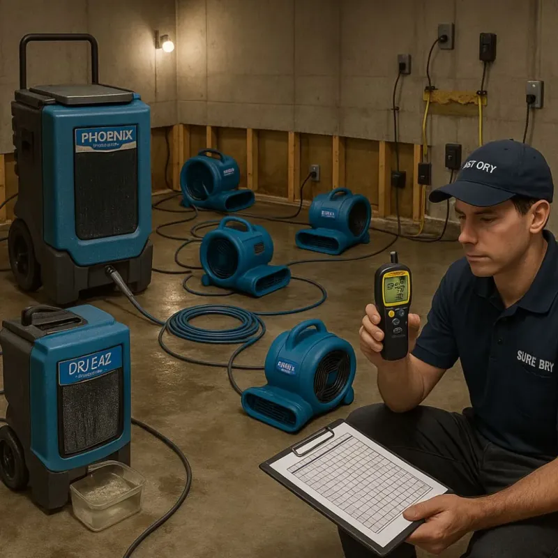 Structural Drying and Dehumidification process in Jamestown, OH